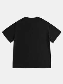 Clark 22 Caitlin T-Shirt, Loose Fit Drop Shoulder T-Shirt With Letter Print Graphic Tees Women Tops Short Sleeve Round Neck Casual Fashion T-Shirt,Perfect For Parties And Birthdays - 黑色 - 查看 2