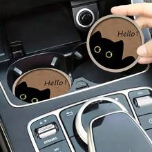2 件猫咪汽车杯架，2.8 英寸圆形装饰性汽车杯垫，家用和汽车饮料杯垫，男女通用汽车内饰配件，装饰性杯垫，适合作为节日和生日送给家人和朋友的礼物 - 彩色 - 查看 9