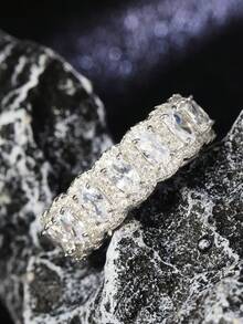 1pc S925 Silver Mysterious & Elegant Women's Ring, Inlaid With Lab-Grown Purple Gemstone, Luxurious & Graceful, Suitable For Daily, Commute, Gathering, Party, Music Festival And Other Occasions, Mother's Day Gift, Anniversary Gift - Silver - View 3