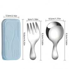 Besteckset aus Edelstahl mit Etui - tragbare Gabel und Löffel Kombination, geeignet für Partys, Reisen und Picknicks - vielseitige runde Utensilien für Eis, Kuchen, Obst, Weihnachtsgeschenk