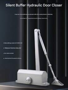 1pc Automatic Door Closer, With Easy Installation Instructions, Home Use 3-Level Spring Hydraulic Self-Closing Door Closer - Silver Aluminum - Multicolor - View 5