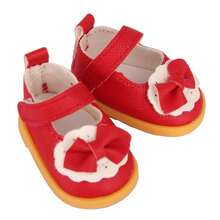 MSYO 1双14英寸美国娃娃鞋，可爱毛绒蝴蝶结皮鞋，时尚百搭公主休闲鞋，娃娃配件，适合作为小女孩的生日/节日/万圣节礼物 - 彩色 - 查看 21