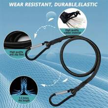 带登山扣的弹力蹦极绳，高品质黑色橡胶蹦极绳，带登山扣夹钩，适用于户外帐篷、行李架、露营、货物、自行车、运输、储存 - 彩色 - 查看 4