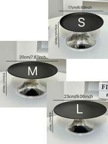 1pc Stainless Steel Cake Stand With Elegant Base, Dessert Display Plate, Multi-Function Fruit Tray, Suitable For Dining Table Decor, Home And Kitchen Serving Platter, Ramadan Use - Silver - View 7