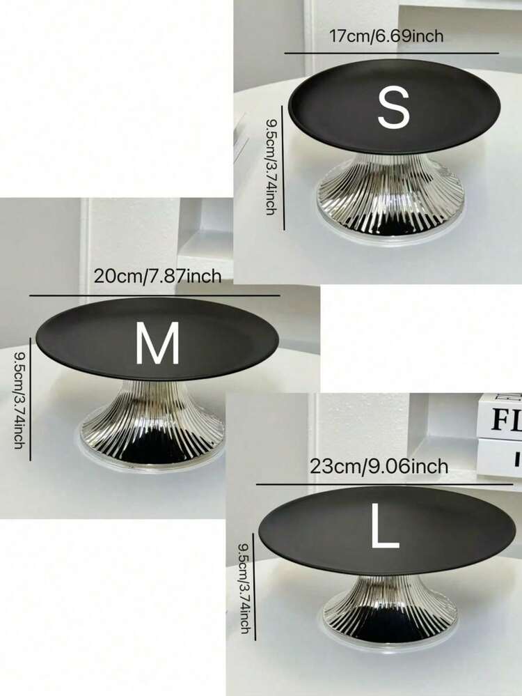 1pc Stainless Steel Cake Stand With Elegant Base, Dessert Display Plate, Multi-Function Fruit Tray, Suitable For Dining Table Decor, Home And Kitchen Serving Platter, Ramadan Use - Silver - View 7