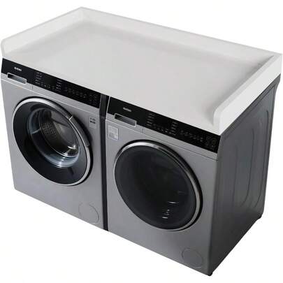 GCCSJ 54" X 27.5" Washer Dryer Countertop – Wood Laundry Shelf Topper With Raised Edge Guard & Non-Slip Mat, Folding Clothes Organizer Rack For Laundry Room, Easy Assembly (3 Colors)