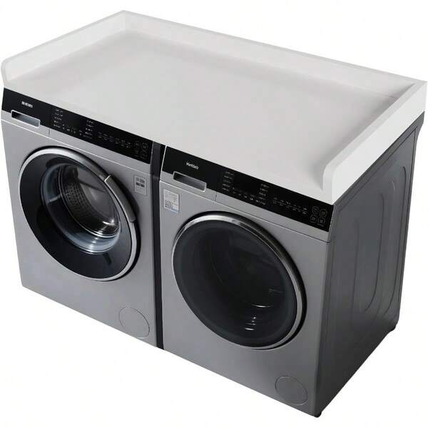 GCCSJ 54" X 27.5" Washer Dryer Countertop – Wood Laundry Shelf Topper With Raised Edge Guard & Non-Slip Mat, Folding Clothes Organizer Rack For Laundry Room, Easy Assembly (3 Colors)