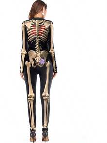 ALBIZIA Women's Skull Skeleton Halloween Costume Jumpsuit Bodysuit Cosplay Bodysuit Outfit - Kiểu-1 - Xem 2