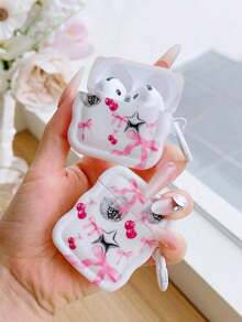 Summer Wavy Edged 3D Flower Design Protective Cover Case For Airpods. Summer Dopamine - 粉色 - 查看 3