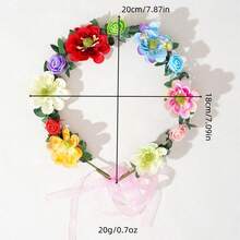 1件装女士可调节彩色花朵头饰，优雅甜美，适合新娘、伴娘、情人节佩戴，波西米亚风花朵头饰，适用于婚礼、旅行、拍照、派对、节日和送礼，可作皇冠、头饰、服装皇冠 - 彩色 - 查看 8