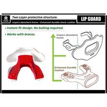 Protector bucal para labios MAXX/Might Football y protector de labios deportivo de alto impacto para adultos y jóvenes (correa incluida) (dos capas), sin funda (adulto 8+)) - 1 - Ver 7