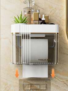 1pc Giá đỡ khăn giấy không thấm nước trong suốt, Hộp đựng khăn giấy vệ sinh treo tường, Phụ kiện phòng tắm Trang trí phòng tắm Trang trí mùa thu - nhiều màu - Xem 7