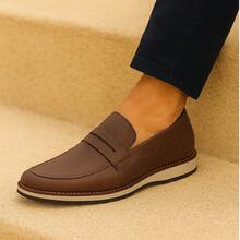 Men's Casual Lace-Up Sport Slim Oxford Comfortable Shoes - Cà phê nâu - Xem 1
