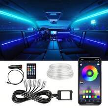 RGB 5-In-1 Ambient Lighting Kit, 236-Inch Fiber Optic 8-Color Car Neon Light, Car Interior Neon LED Light Strip, Car Interior Music Mode Lighting Accessories - RGB 5-in-1 Ambient Lighting Kit - View 5