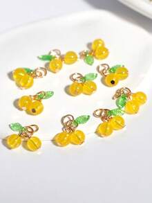 5/10/20/30 件樱桃吊坠水果饰品，红色玻璃珠首饰配件，适用于 DIY 项链、耳环、手链、手机链、工艺品 - 黃色櫻桃 - 查看 19