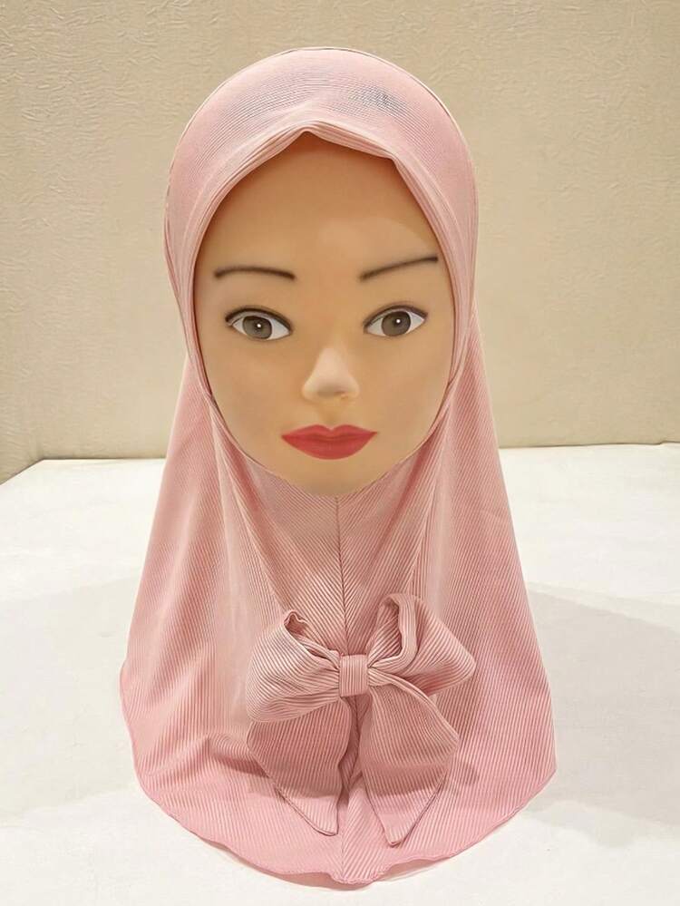 1pc Bandana Headscarf, Arabic Hat, Ribbed Fabric Vertical Striped Prayer Cap, Bow Headwrap - Multicolor - View 4