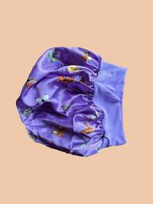 1 件装时尚优雅蝴蝶印花头套发帽睡眠帽 - 黑色 - 查看 7