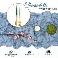 16 Pack Dusty Blue Cheesecloth Boho Gauze 21x120 Inch Rustic Romantic Long Table Runner For Wedding Party Bridal Shower Thanksgiving Christmas Decoration - Dusty Blue - View 3