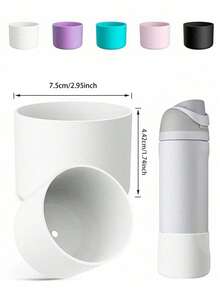 2pcs 7.5-9cm Silicone Water Bottle Sleeve, Fits 24oz 32oz 40oz, Non-Slip Protective Cover With Bottom Bumper, Suitable For Tumblers, Twist And Flip Stainless Steel Water Bottles - Multicolor - View 10