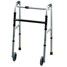 Gr8 Home Folding Walking Frame Lightweight Aluminium Walker Adjustable Zimmer With Wheels - Silver - View 5