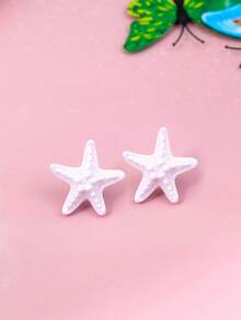 1 para letnich, uroczych niebieskich kolczyków z rozgwiazdą, słodkie kolczyki dla dziewczynek na wakacjach na plaży, modne, uniwersalne kolczyki