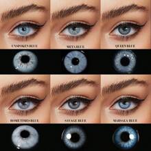 Lalens Lentes de contacto de uso anual de la Colección Meta de Lalens - 1 par de lentes de contacto grises y blancos para agrandar naturalmente los ojos y para maquillaje de ojos