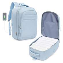 带 USB 充电端口的简易旅行背包，适合男士的 14-15.6 英寸笔记本电脑背包，大容量学校背包，周末背包，随身背包，徒步旅行背包，防水旅行必备品，配有行李带设计，适合户外工作度假旅行必备 - 彩色 - 查看 12