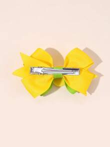 2个彩色黄绿相间布艺蝴蝶结发夹，柠檬造型发饰蝴蝶结，时尚发夹，适合女孩青少年春夏海滩度假旅行派对礼物 - 彩色 - 查看 5