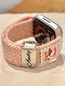 [Customized] Personalized Name Cartoon Cute Puppy Magnetic Knitting Strap Compatible With Apple Watch S1110 9 8 7 6 SE 5 Adjustable Band Compatible With Iwatch 10 42mm 46mm 49mm 45 40 44 Watch Accessories - A - View 12