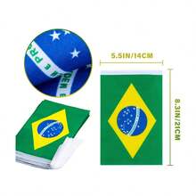 Brasilianische Flagge, kleine handgehaltene brasilianische Flaggen, 5,5*8,2 Zoll/20 Stück/20 Fuß brasilianische Fahnenkette, brasilianische Fensterfahne, für Fußballsport, Gartendekoration
