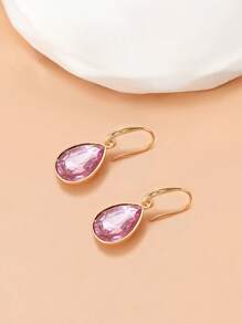 1对欧美风格蓝水晶水滴耳环，时尚优雅耳坠，批发