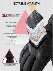 ¡RecomendadoTRENDOUX Guantes de invierno para esquí resistentes al agua: 3M Thinsulate -40 °   F a prueba de viento cálido hombre mujer guantes aislados con pantalla táctil antideslizante¡Top de Temporada - Negro - Ver 3