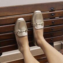 Women's Moccasin Shoes Square Toe Light Gold Elegant Casual Modern Maricotta - 金色 - 查看 4