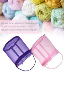 1pc Colorful Mesh Knitted Yarn Storage Bag, Yarn Organizer Suitable For Knitting & Crochet Projects Accessories, Easy To Carry (Purple, Pink, Green)