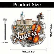 1 件欧洲地标建筑亚克力和橡胶八角形冰箱贴 - 伊斯坦布尔圣索菲亚大教堂、热气球、安塔利亚、埃菲尔铁塔、奥地利、伦敦、厨房、办公室或储物柜的创意家居装饰、送给家人和朋友的完美礼物、可爱的冰箱贴