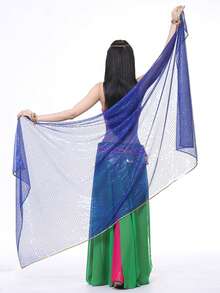 輕量半圓形雪紡手帕肚舞服裝臀巾亮片飾邊披肩面紗 250x120cm - 彩色 - 查看 47