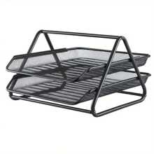 2 Tier Paper Tray Mesh Desk Organizer Office Desktop Document A4 File Desk Tidy Letter Filing Storage - Variant - View 2