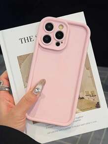 Thick Textured Pink Soft Silicone Shockproof Protective Phone Case Cover With Printed Design, Compatible With IPhone 16/16 Pro/16 Pro Max/16 Plus/15 XR/7/8, IPhone 15 Pro Max, 13 Pro Max, 14 Pro Max, 13, 14, 11, 12 Pro Max, P11, P12, XS, XR, 7/8 Plus, 7/8 GES2 Waterproof Anti-Fall Scratch Resistant - Pink - View 2