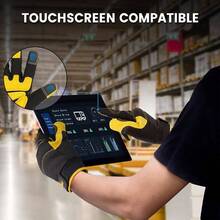 Mens Work Gloves, Synthetic Leather Mechanic Gloves, Utility, Touchscreen, Multipurpose, Construction, Warehouse, Truck Driving - Large+++Yellow - View 6