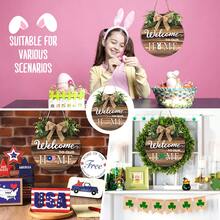 Hatisan Welcome Sign Front Door Decoration, Rustic Round Wood Wreaths Wall Hanging Outdoor, Farmhouse, Porch, Front Door Sign Wreath, For Spring Summer Fall All Seasons Holiday Halloween Christmas - 復古色 - 查看 5