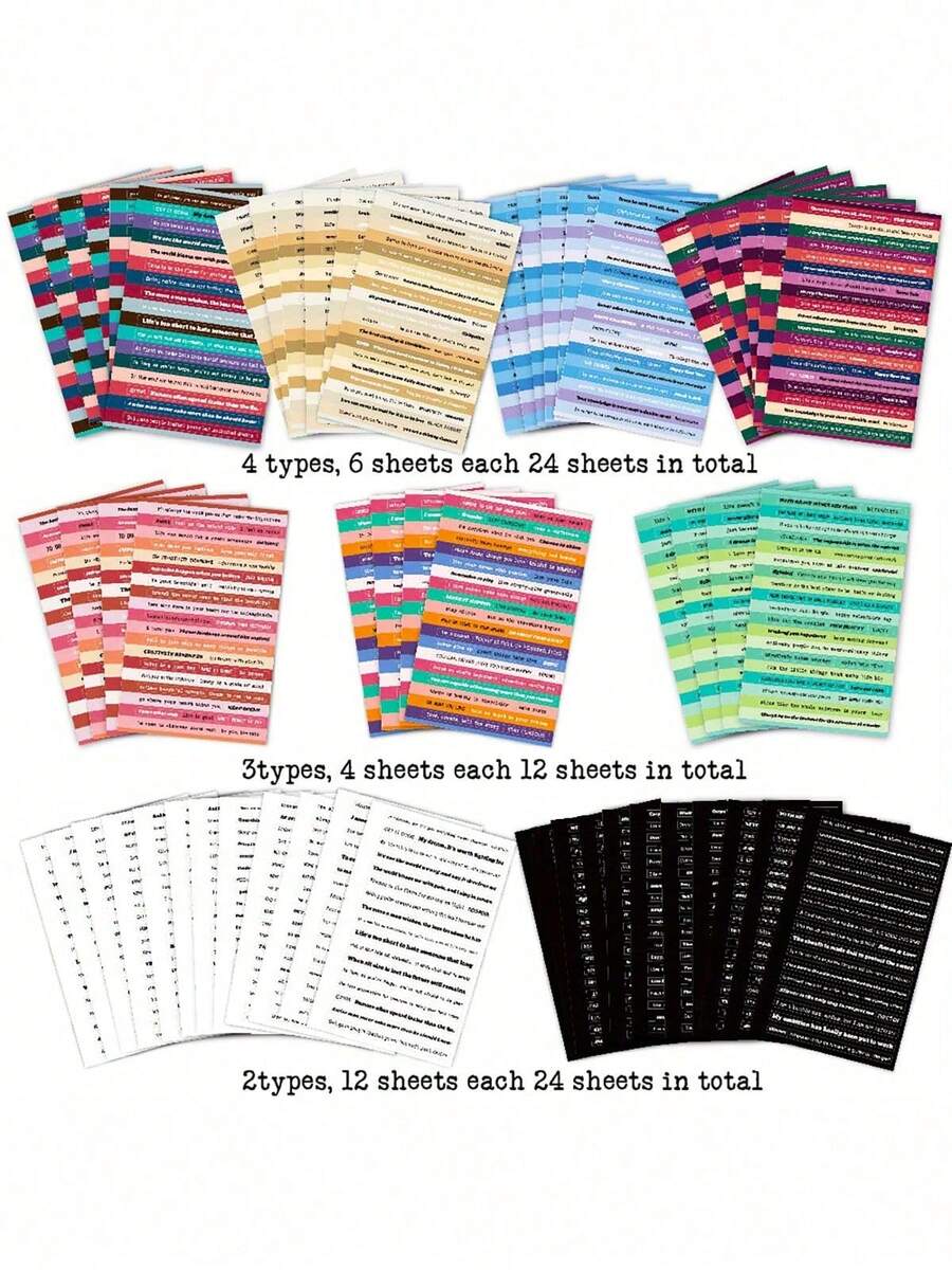 1900 + Sheets Of Diary Gossip Word Stickers + 60 Sheets Of Gold Foil Art Quote Stickers, Contract Your Creative Records! Whether It's A Casual Trash Journal, A Delicate Scrapbook, Or A Bullet Journal With Handmade Quotes, It's Easy To Embellish, And A Few Stickers On A DIY Gift Card Will Instantly Bring Your Thoughts To Life ~ A Huge Amount Of Stickers To Mix And Match, So Every Page Will Have A Little Surprise ~ - Multicolor - View 1