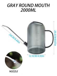 1 件高品质耐用塑料浇水壶，适用于室内外植物 - 带测量标记（毫升/盎司）的基本园艺工具，绿色和透明灰色设计，非常适合家庭使用