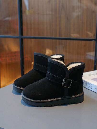 Botas de nieve para niños, nuevos zapatos para niños de otoño/invierno, botas cálidas para niñas y niños, botas de felpa corta de suela blanda, versátiles casuales, ligeras y cómodas