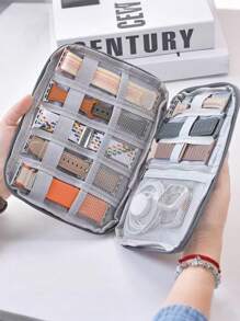 1pc Travel Organizer Kit, Watch Band Bag, Electronics Accessories, Portable Charger, Charger Case, School/College, Earphone Case, Digital Organizer Bag, USB Cable Organizer, Earphone Cable Pouch, Pen, Power Bank, Cable Organizer, Electronics Bag, Portable Watch Band Storage Box/Bag