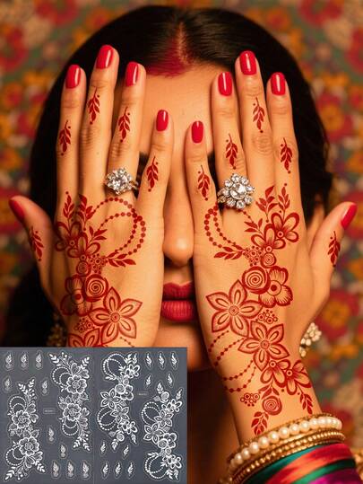 2 张纹身模板网状人体彩绘可重复使用模板适用于女性人体彩绘自粘派对礼品