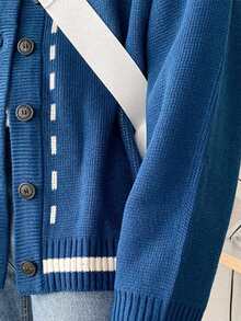 New Korean Street Style Casual Knit Cardigan Top For Men, Button-Up Cardigan , Fall Winter