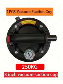 1个8英寸优质真空吸盘，承重550磅，优质橡胶吸盘垫，吸力强劲，实用耐用。按压式操作，深层密封边缘，密封性强，加厚排气阀有效保护吸盘主体。适用于搬运玻璃、瓷砖、石材等。