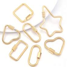 2 件/包不锈钢几何连接扣，心形、椭圆形、五角星形手链项链连接螺丝，DIY 珠宝配件 - 幾何連接扣 - 查看 4