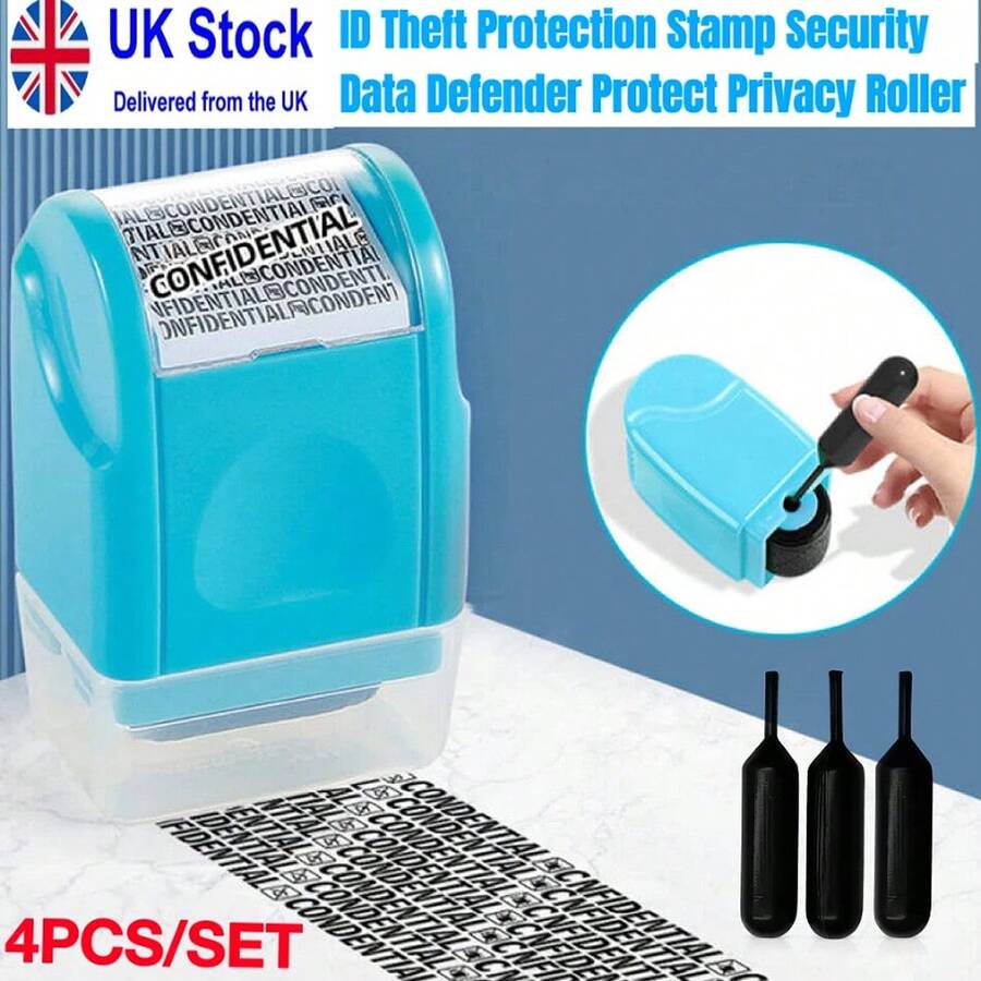 ID Theft Protection Stamp Security Data Defender Protect Privacy Roller - Blue - View 1