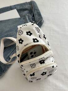 Strawberry Print White Women's Fanny Pack Waist Bag Coin Purse Multi-Pocket Canvas Bag Small Phone Pouch Cute Pink Travel Bag - White - View 5